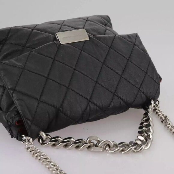 Stella MacCartney Chain Hand Bag Leather 2way Black Silver Auth mr934 - Picture 7 of 16